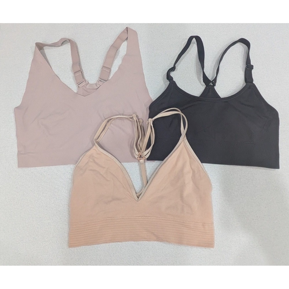Skinnygirl Jockey All in Motion Bralette Bundle Womens Medium Mauve Tan Black EX